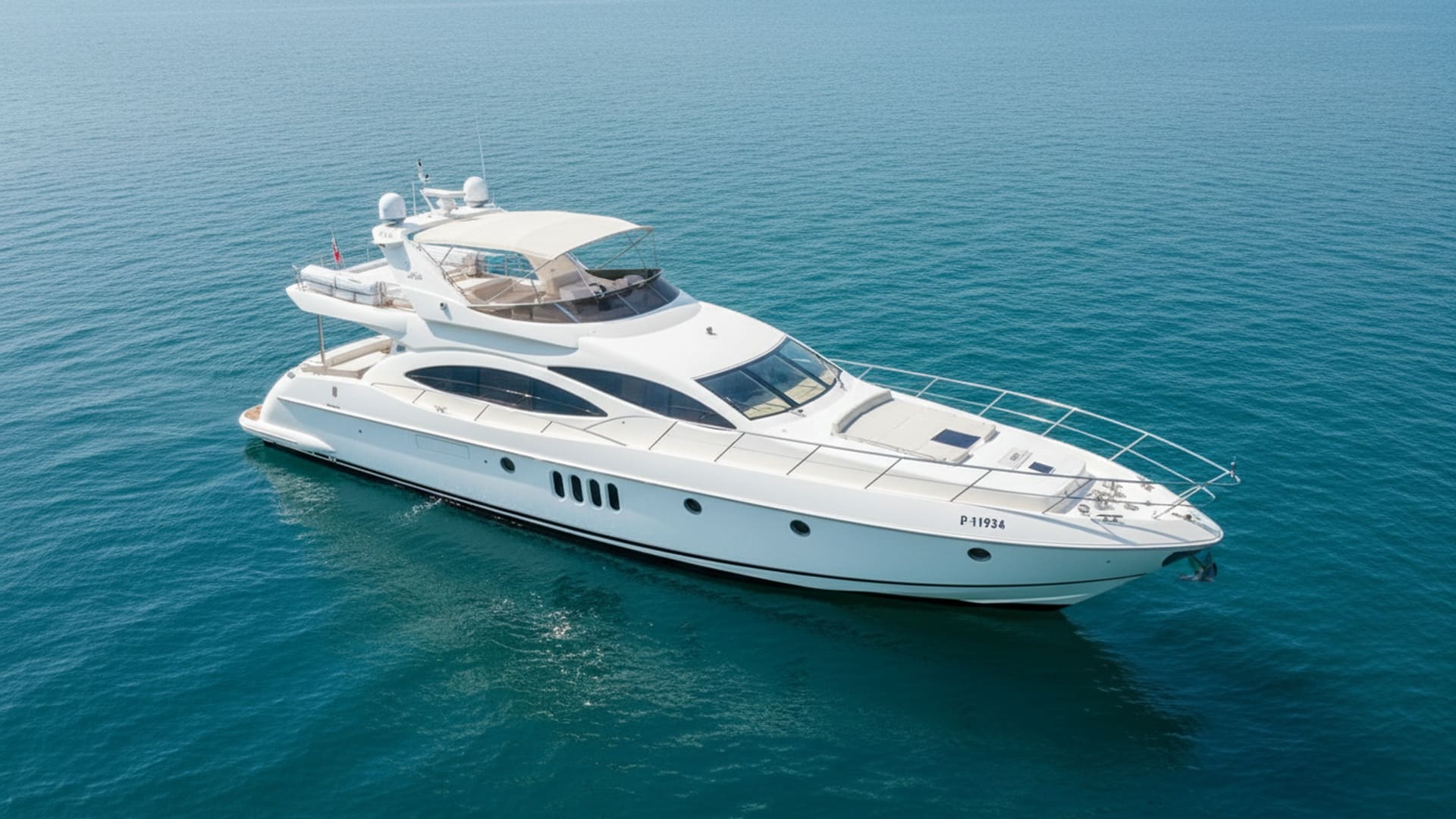 Aerial view of Golden Voyager 68 ft yacht on Dubai waters