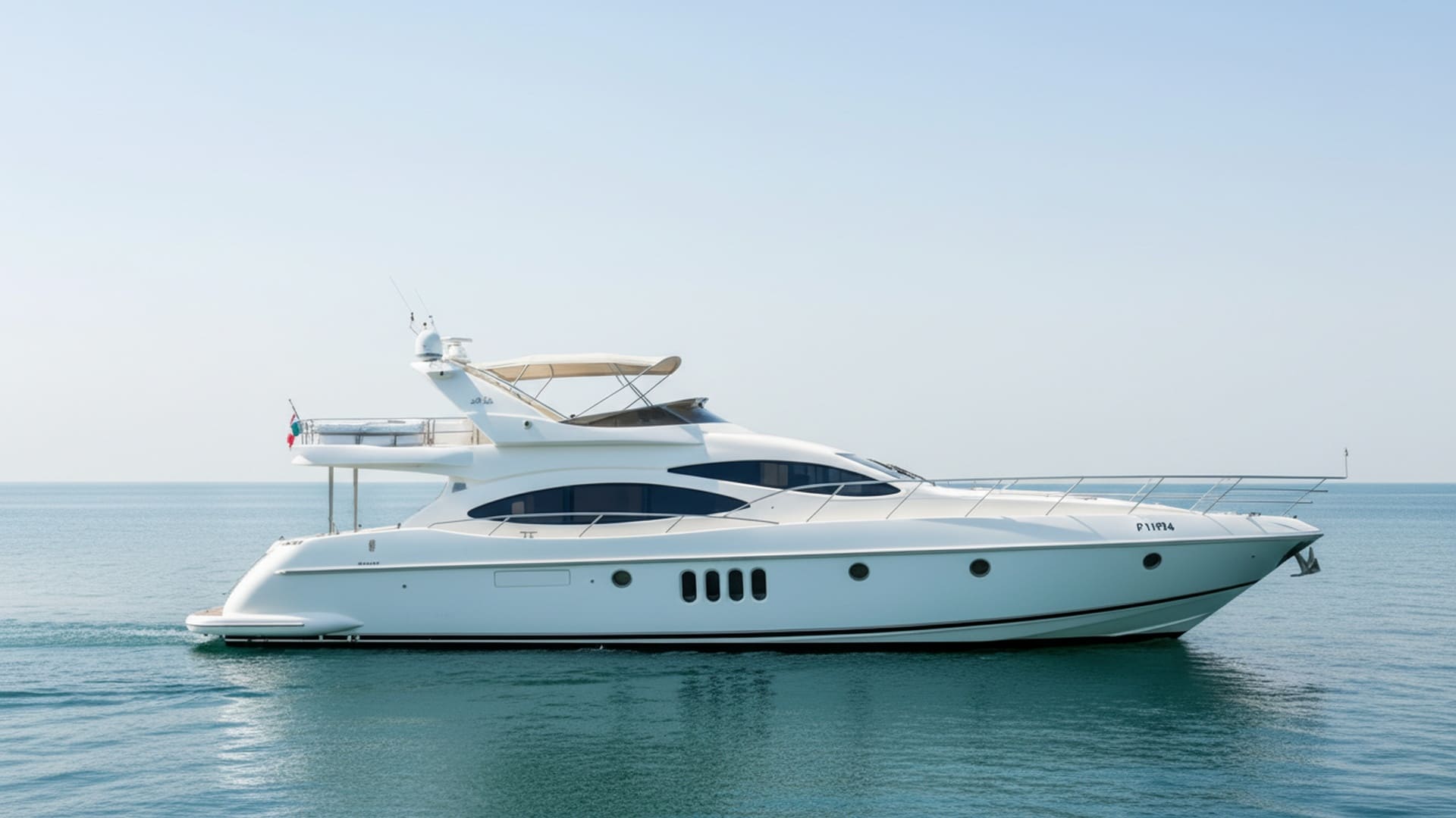 Sleek exterior of Golden Voyager 68 ft yacht cruising Dubai