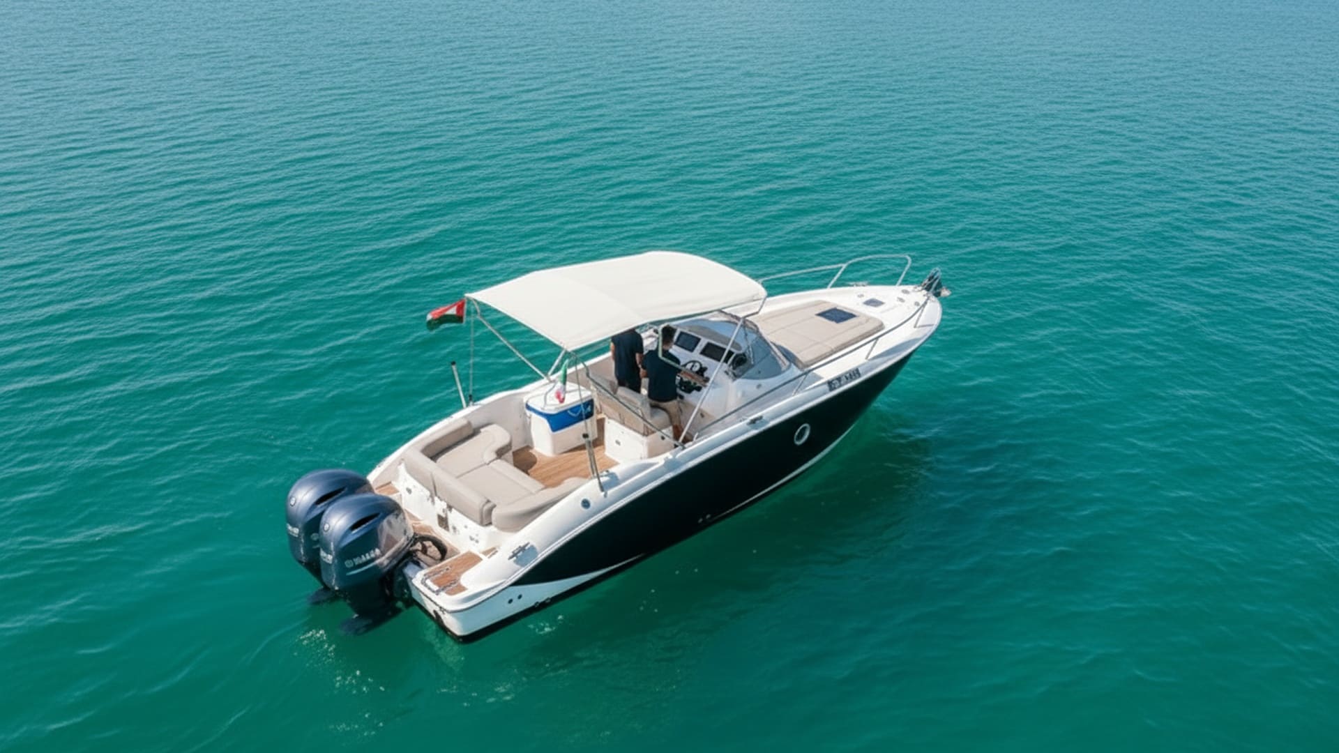 Mystic Breeze 27 ft aerial view, Dubai Marina yacht rental
