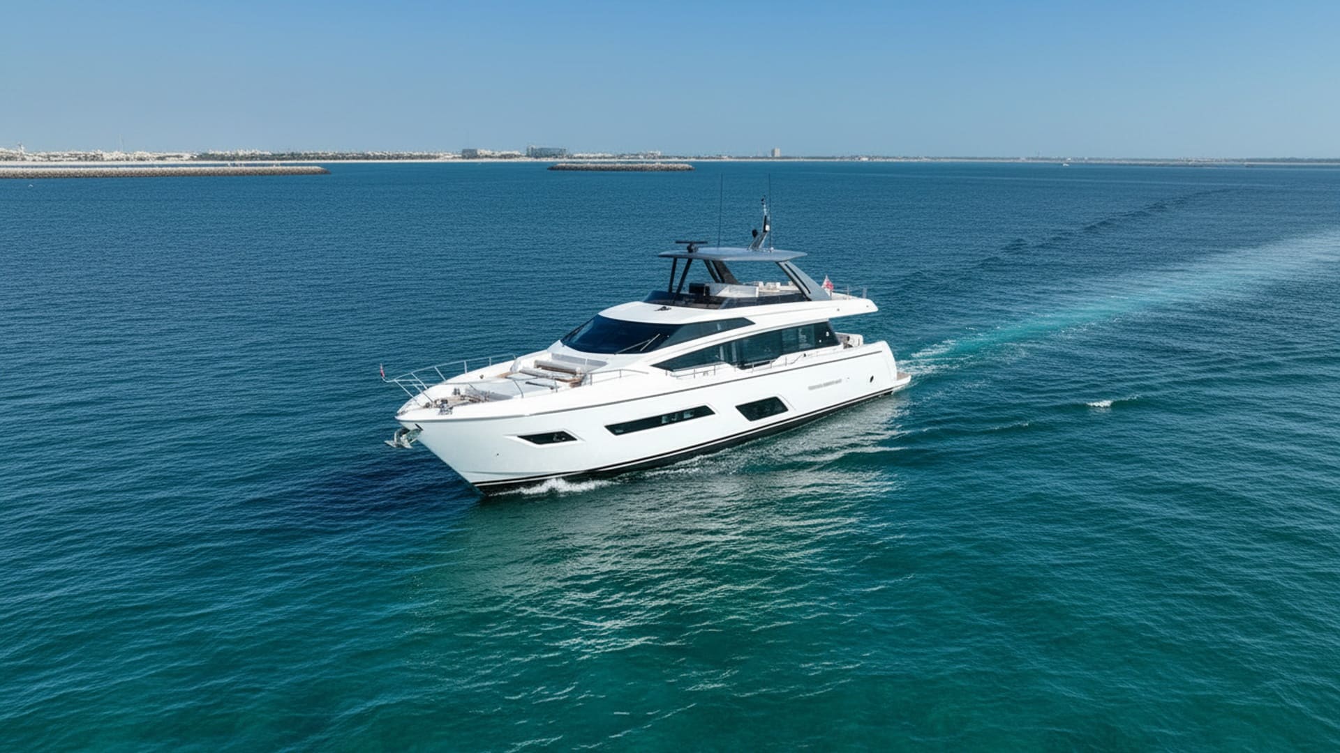 Aerial view of Dream Champion 78 ft in Dubai waters